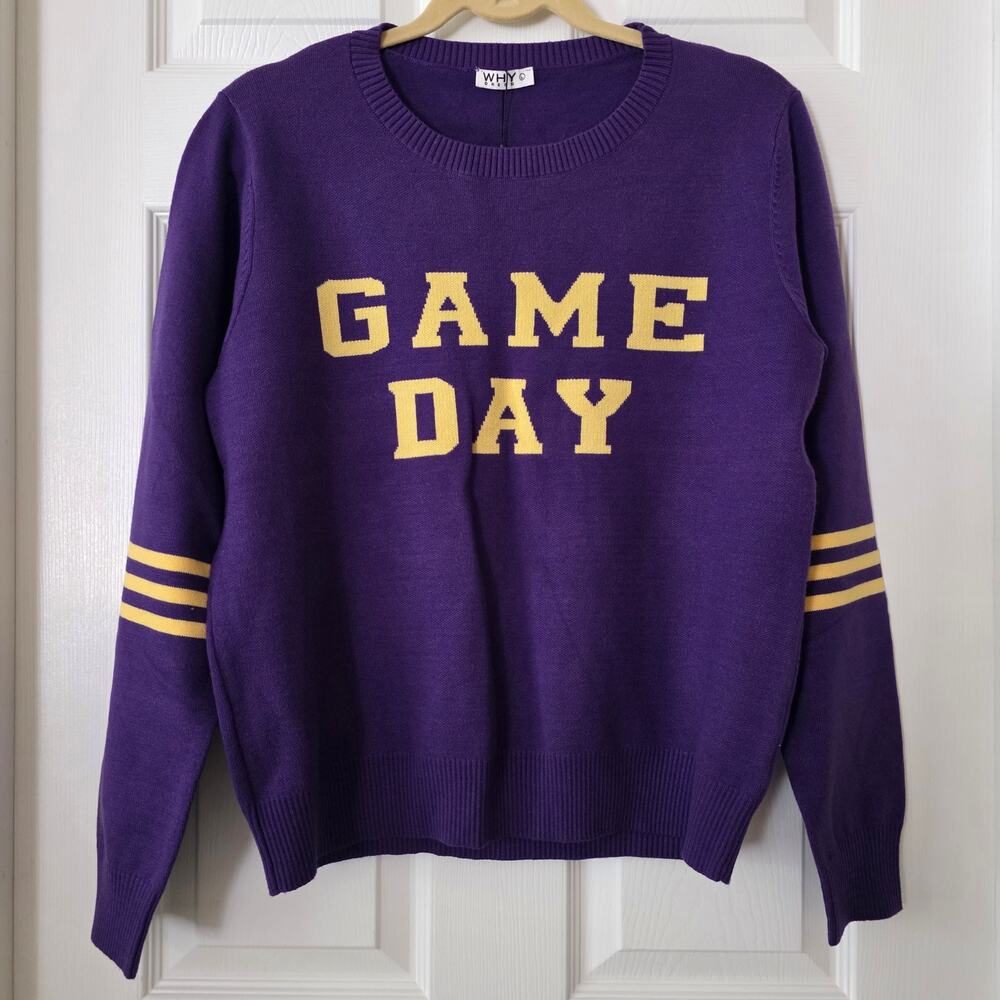 Why Dress "Game Day" Purple Sweater Size Large